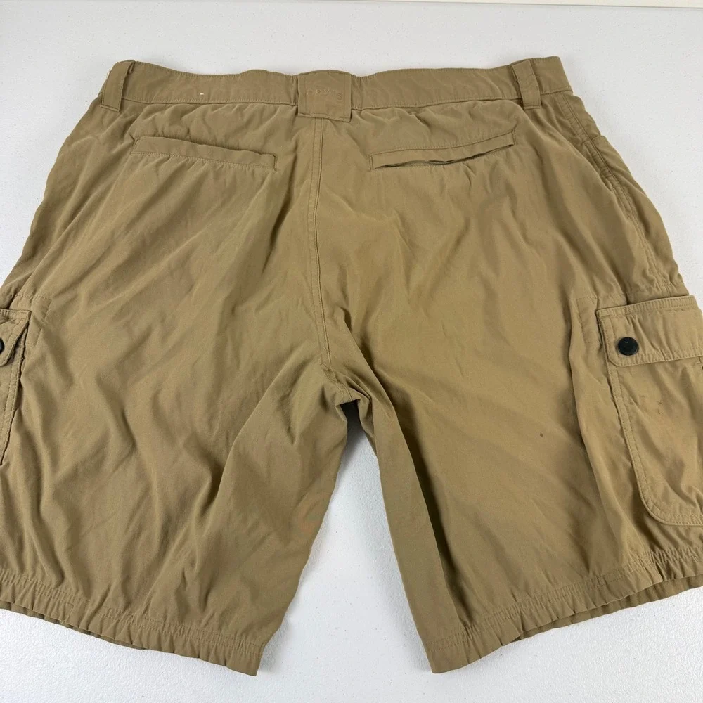 Orvis Mens Tan Cargo Shorts Size 38 Performance Quick Dry Hiking Outdoor Utility